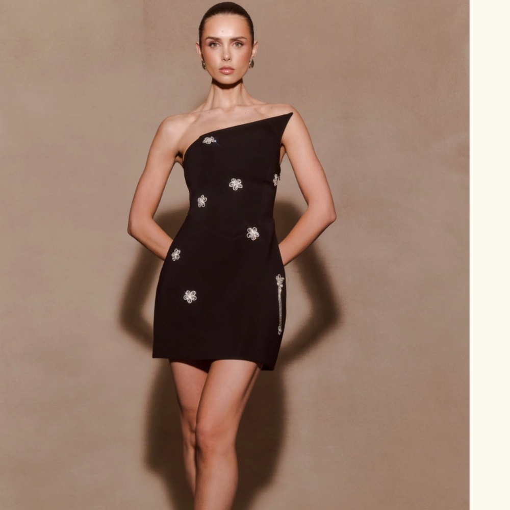 Meshki Liva Strapless Diamante Floral Trim